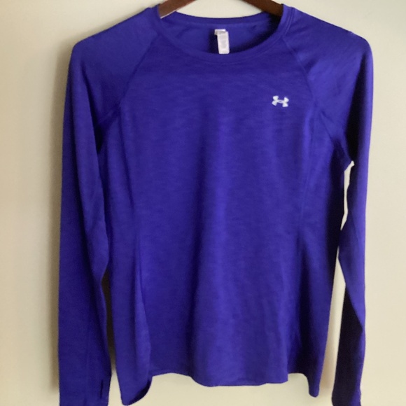 Ladies UNDER ARMOUR LONG SLEEVE COLD GEAR SHIRT BLUE SIZE LARGE - Picture 1 of 6